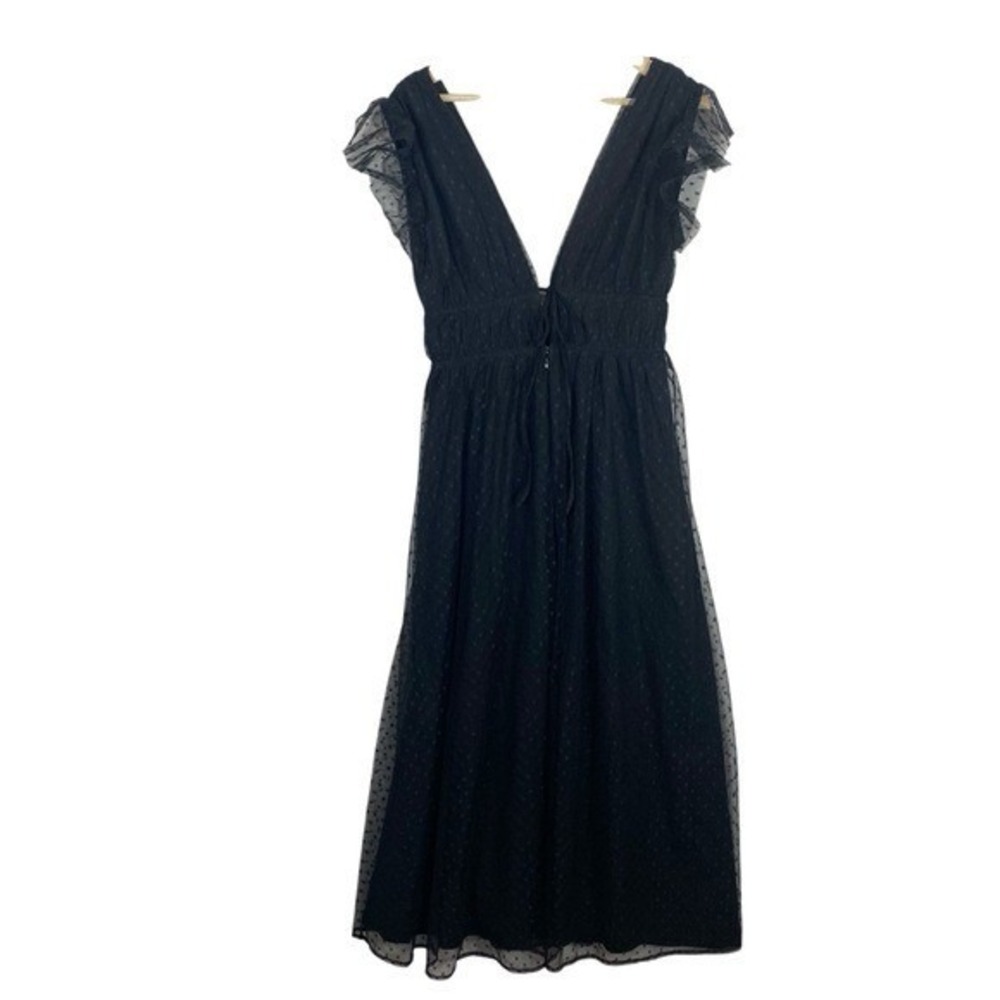 Lulus Yours Evermore Black Swiss Dot Ruffled‎ Midi Dress Size Medium - Picture 3 of 10